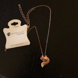Rose gold Fox necklace NWT